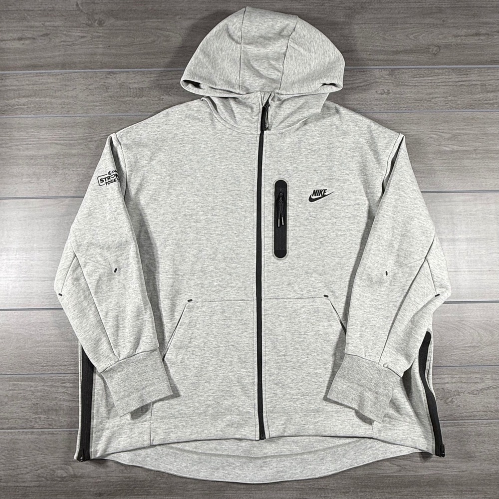 Nike Tech Fleece Hoodie Full Zip Sweatshirt Grey Pepsi Stronger Together XXL